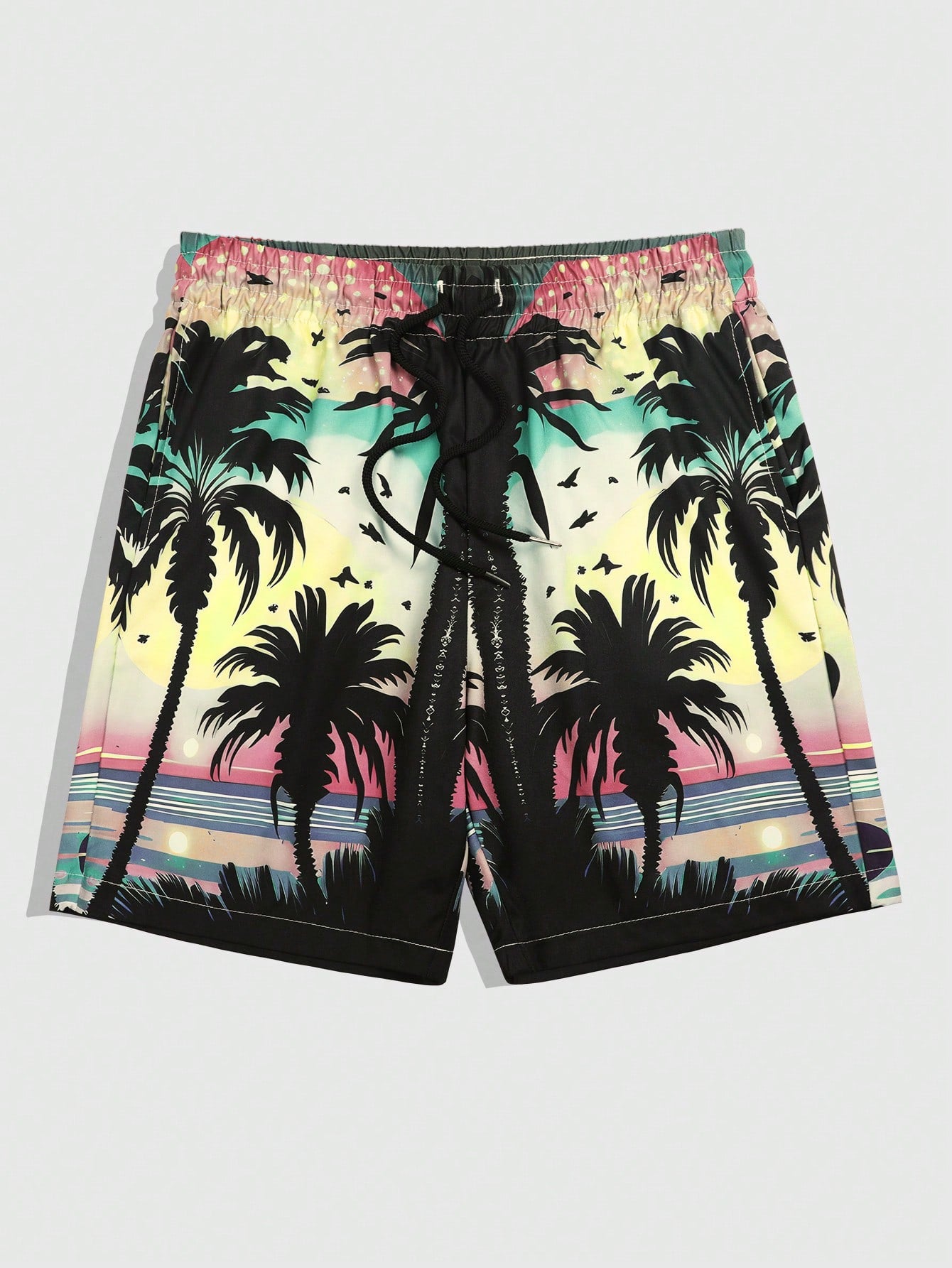 Men Loose Fit Coconut Tree Print Casual Daily Wear Shorts