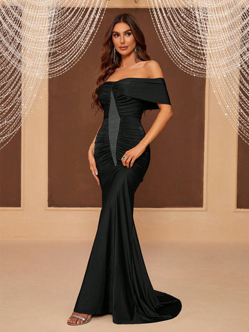 Fashionable Off-Shoulder Mermaid Evening Gown Formal Ball Gown For Women (Heavy Duty Version)