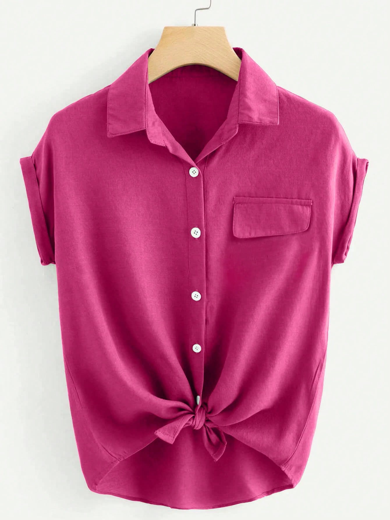 Knotted Self-Tie Button-Front Shirt