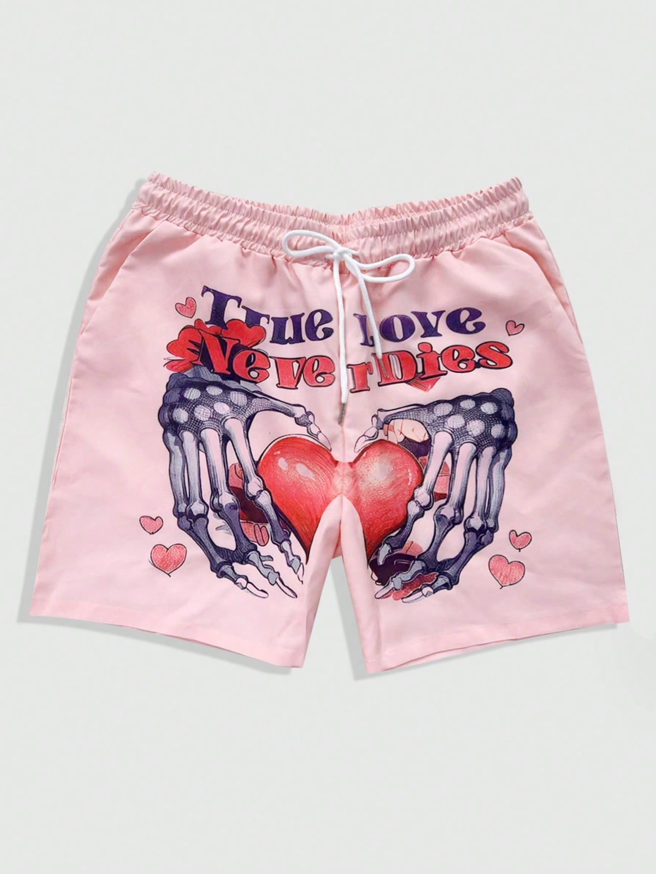 Men Heart And Skull Hand Printed Shorts Summer