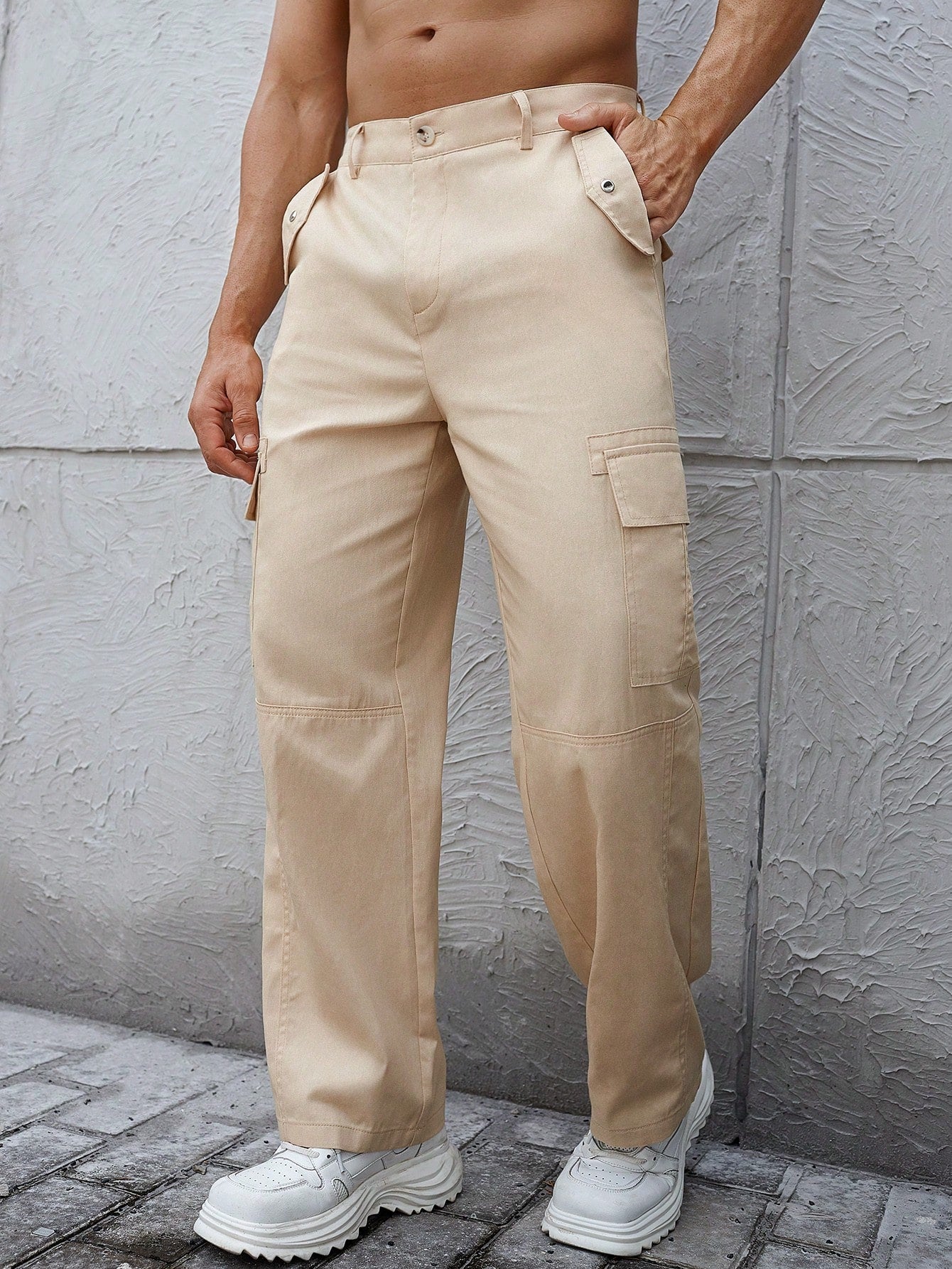 Men Khaki Cargo Pants