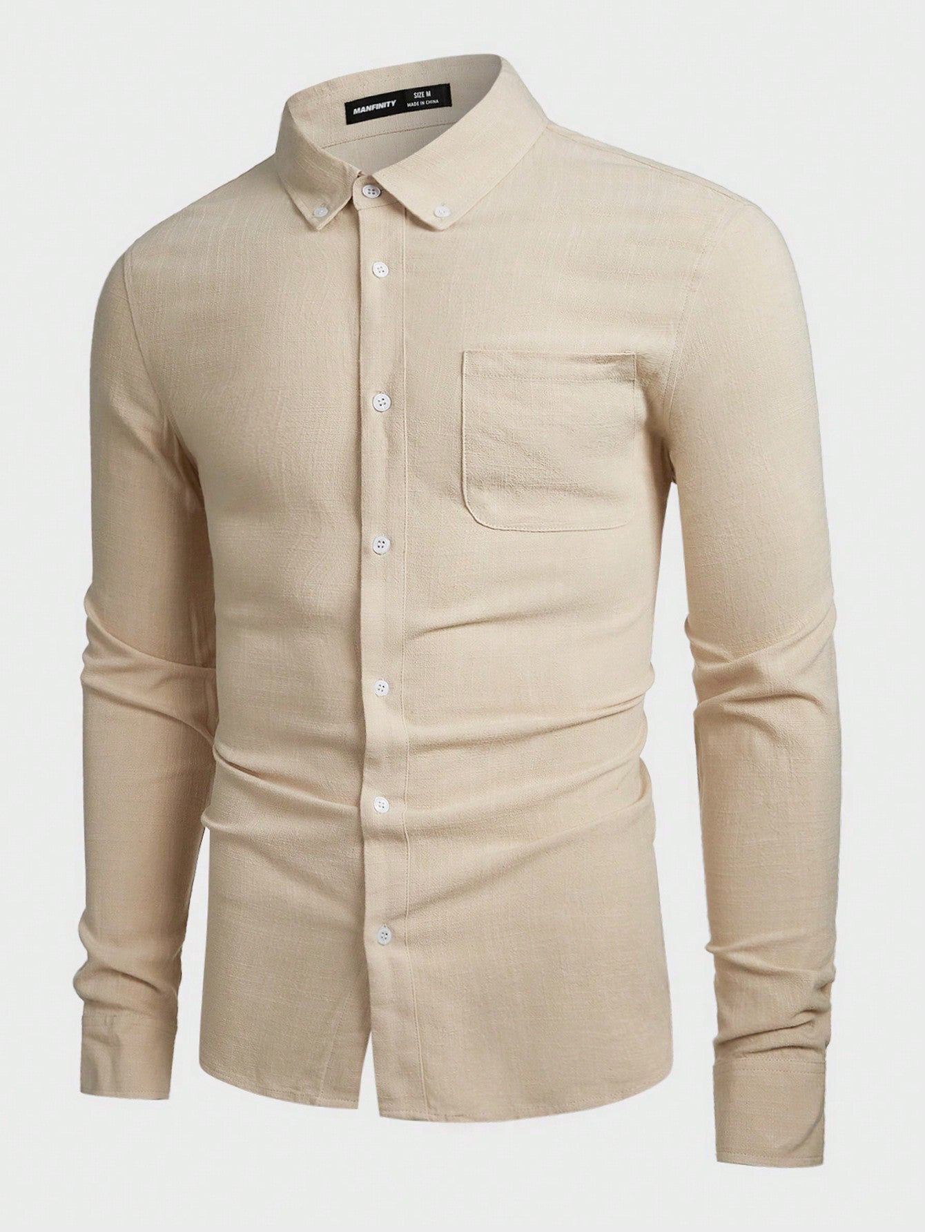 Men\ Casual Solid Color Simple Daily Weave Shirt