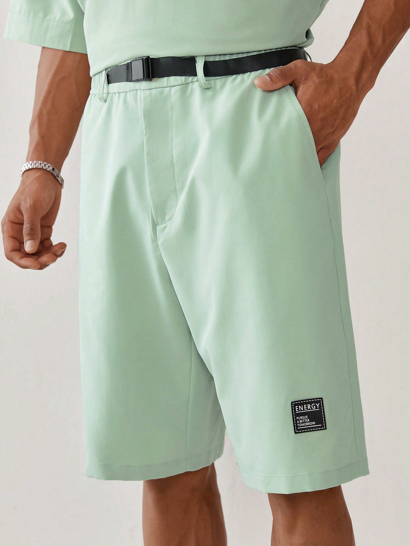 Men Simple Printed Woven Casual Shorts