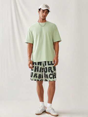 Men's Spring Summer Woven Casual Loose Fit Shorts With Letter Print