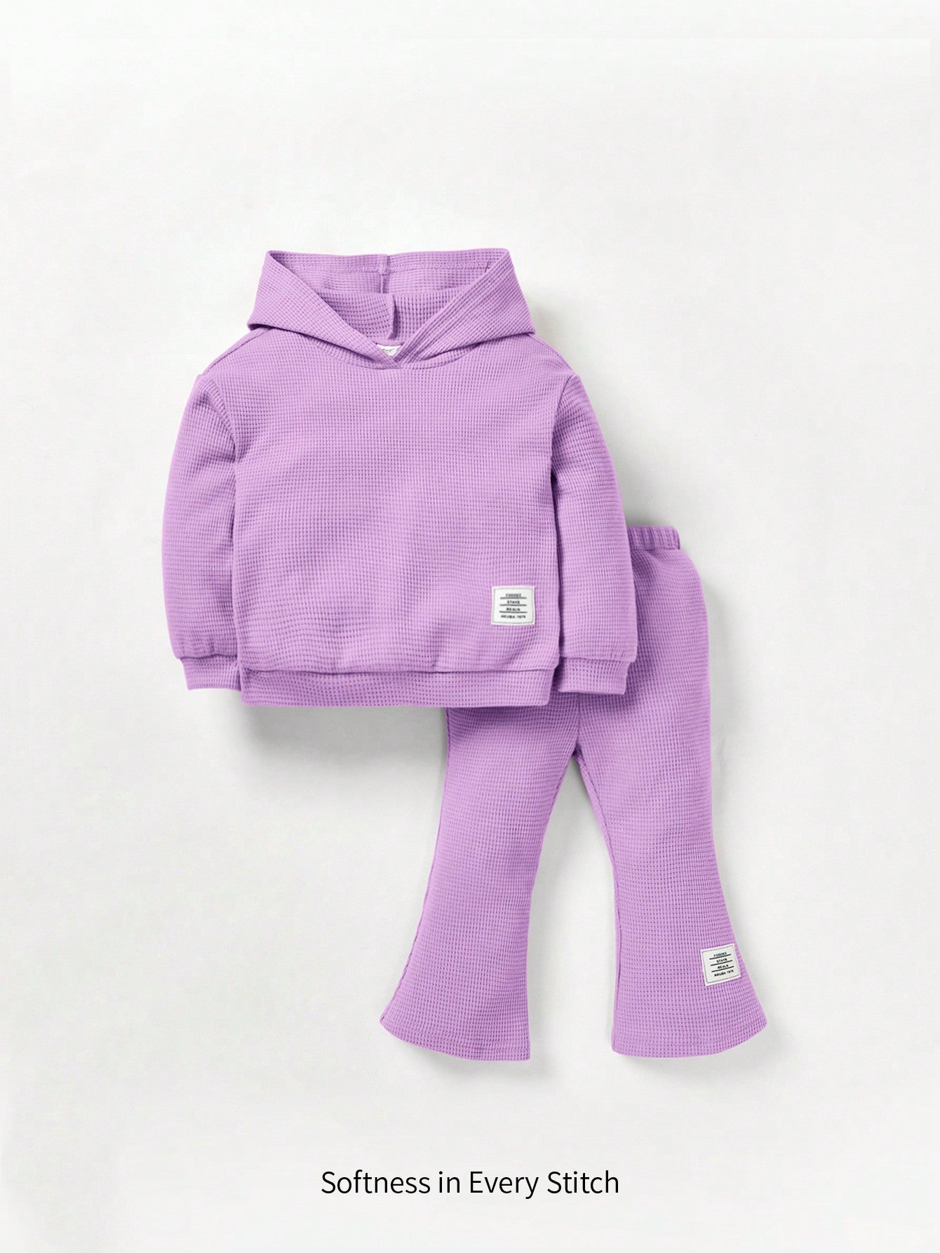 Baby Girl Letter Patched Detail Hoodie & Flare Leg Pants