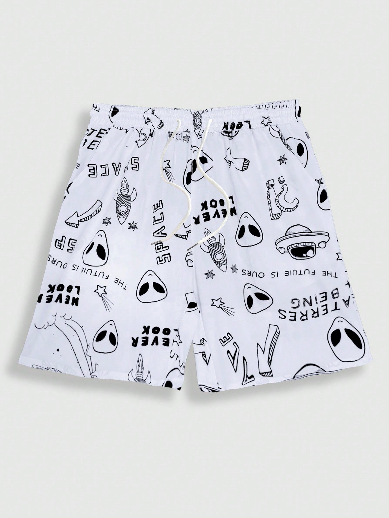 Men Summer Casual Printed Drawstring Waist Shorts