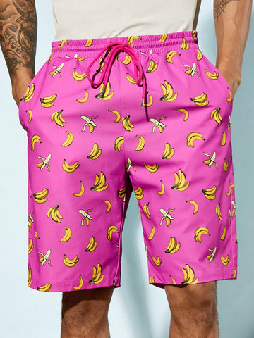 Men Vacation Leisure Shorts With Banana Print