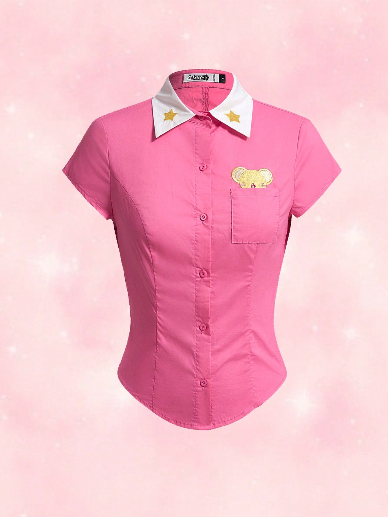 Summer Embroidery Pink Women Shirt