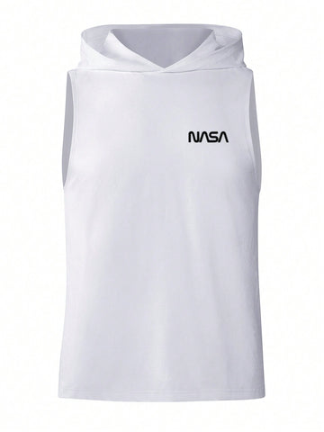 Men Fashionable Letter Printed Sleeveless Hooded Sports Tank Top