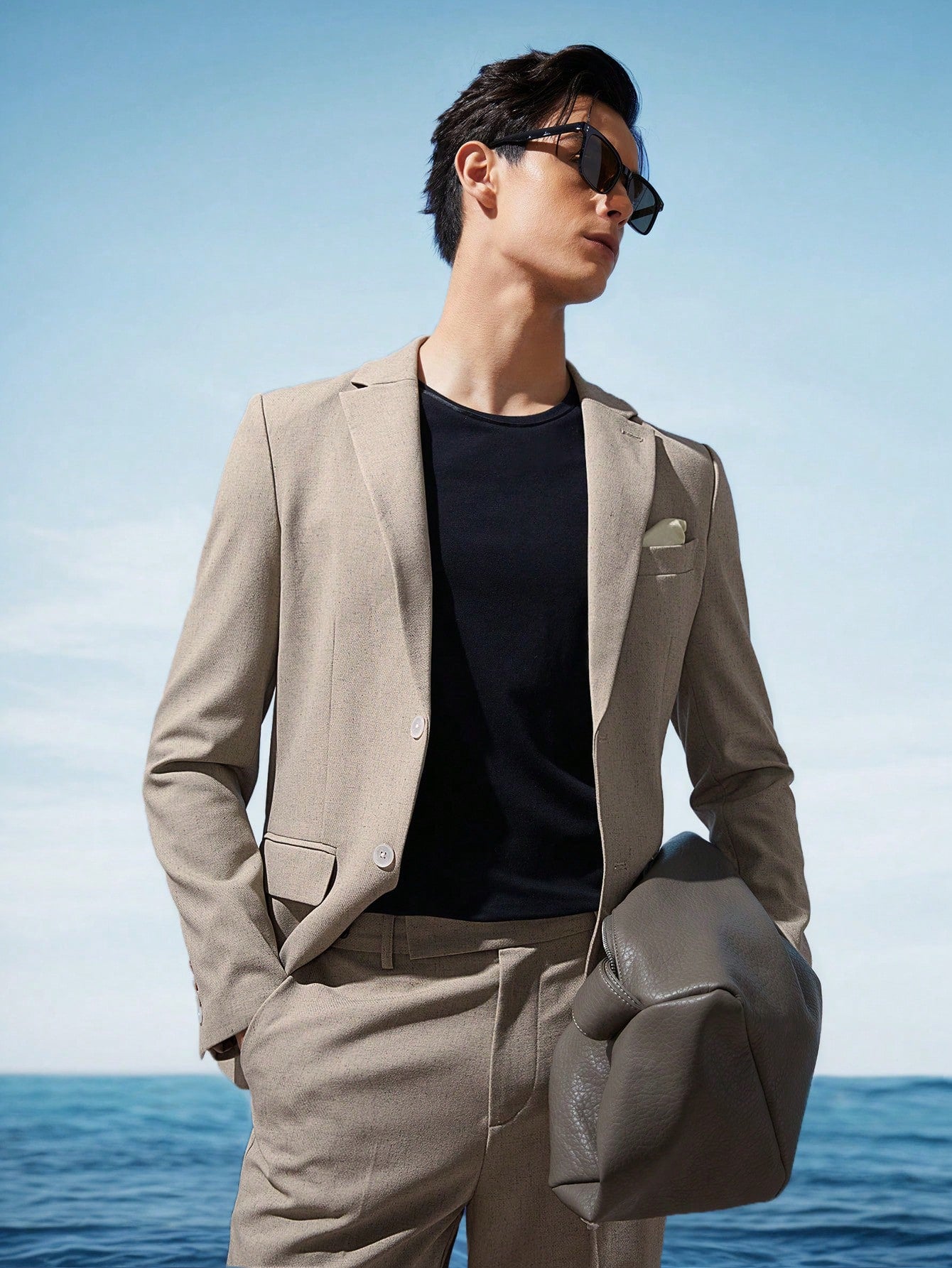 Easy Care Men Woven Linen Business Suit Jacket