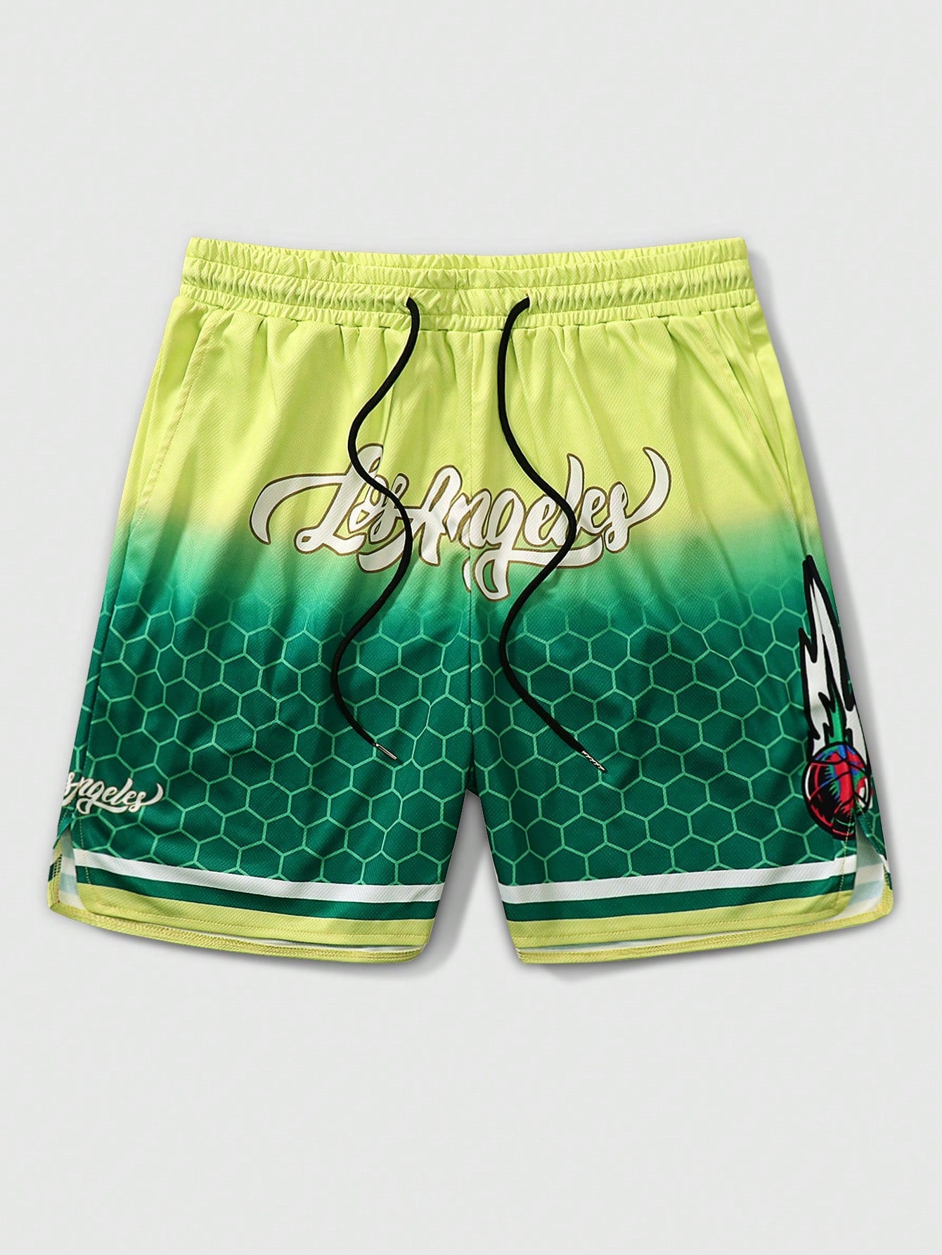 Men Gothic Pattern Printed Sport Mesh Shorts, Suitable For Daily Wear In Spring And Summer