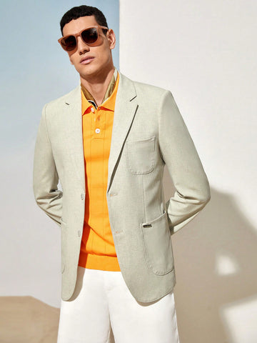 Easy Care UV Protection Men Woven Linen Business Suit Jacket