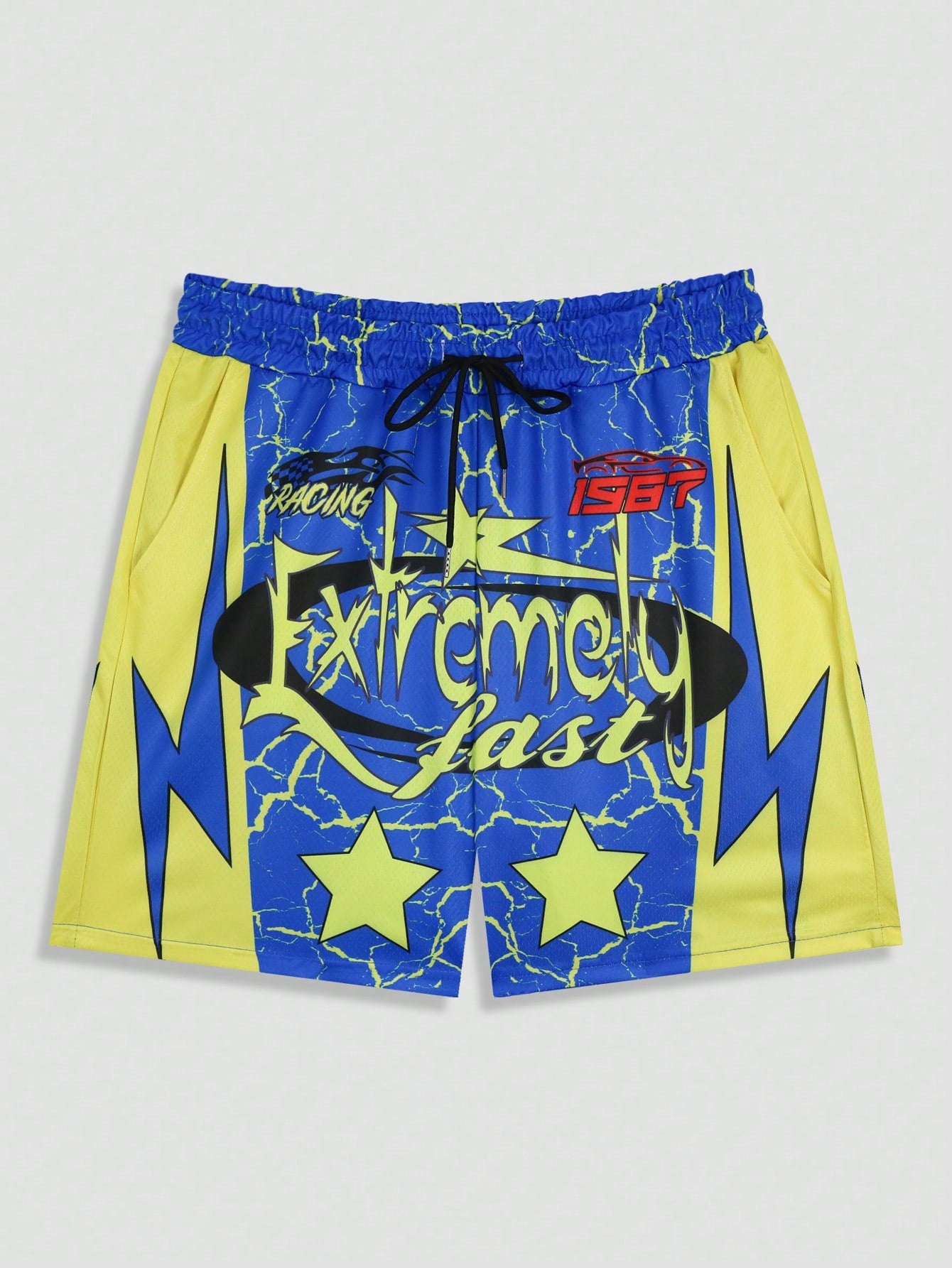 Men Digital Printed Racing Shorts, Suitable For Daily Wear In Spring And Summer