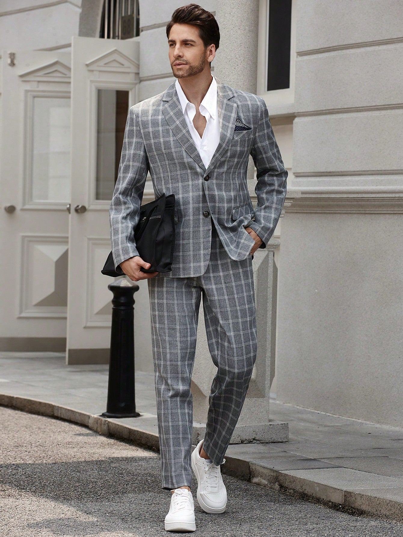 Men's Fashionable Plaid Suit Set