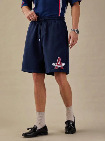 Men Casual Shorts With Drawstring Waist And Letter Print, Summer