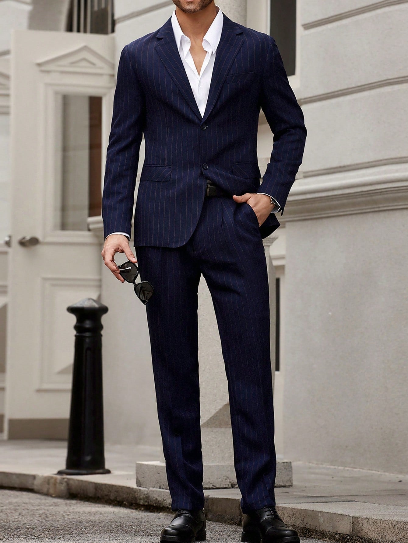 Men Pin Striped Two-Piece Spring And Summer Formal Business Wedding Groomsman Suits