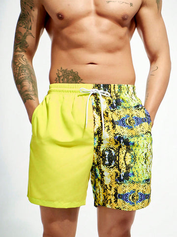 Men Casual Printed Loose Beach Shorts (Random Cutting)