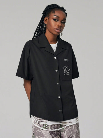 Fashionable Street Style Alphabet Logo Embroidered Shirt, Suitable For Spring And Summer Outfits