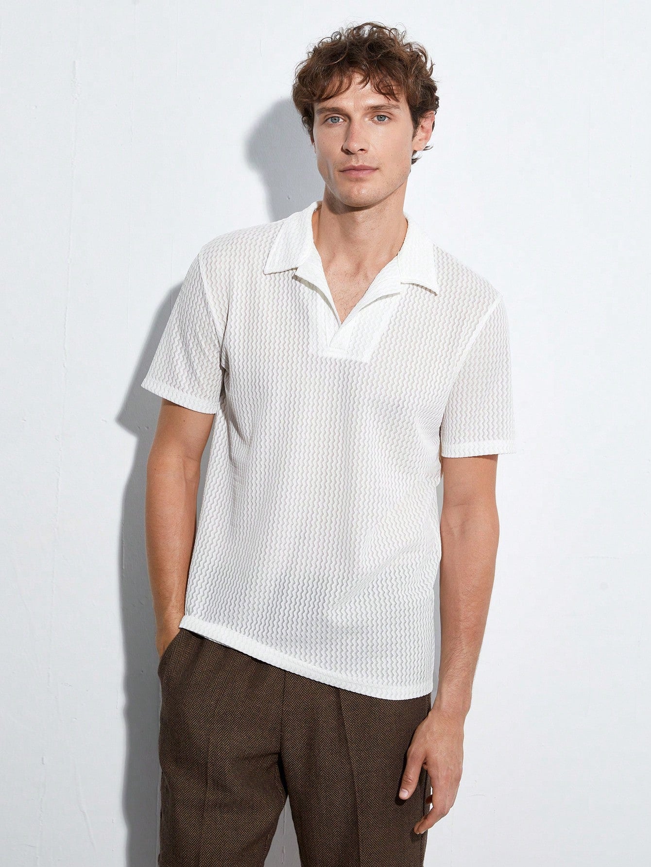 Men Knitted Casual Short Sleeve Polo Shirt