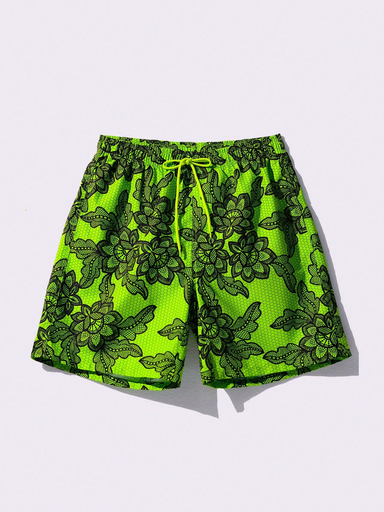 Men Floral Print Drawstring Wide Leg Beach Shorts For Vacation