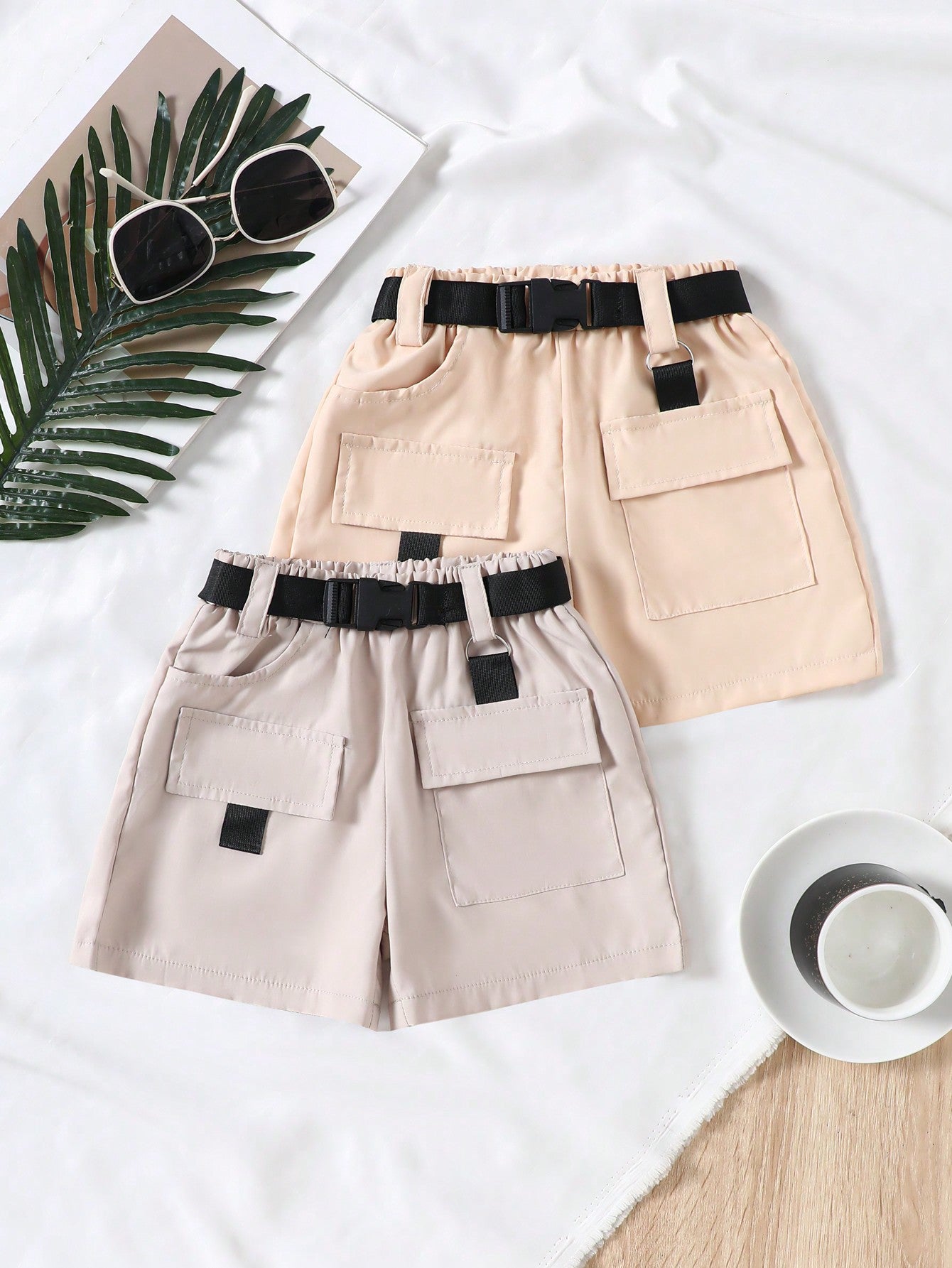 Young Girl New Summer Version Wide-Leg Cargo Shorts Korean-Style Neutral Style Loose Leisure Belt-Decorated Cargo Shorts For Students And Sports