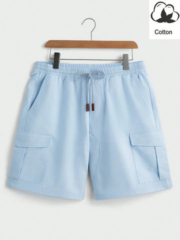 Woven Casual Men Solid Color Simple Daily Shorts