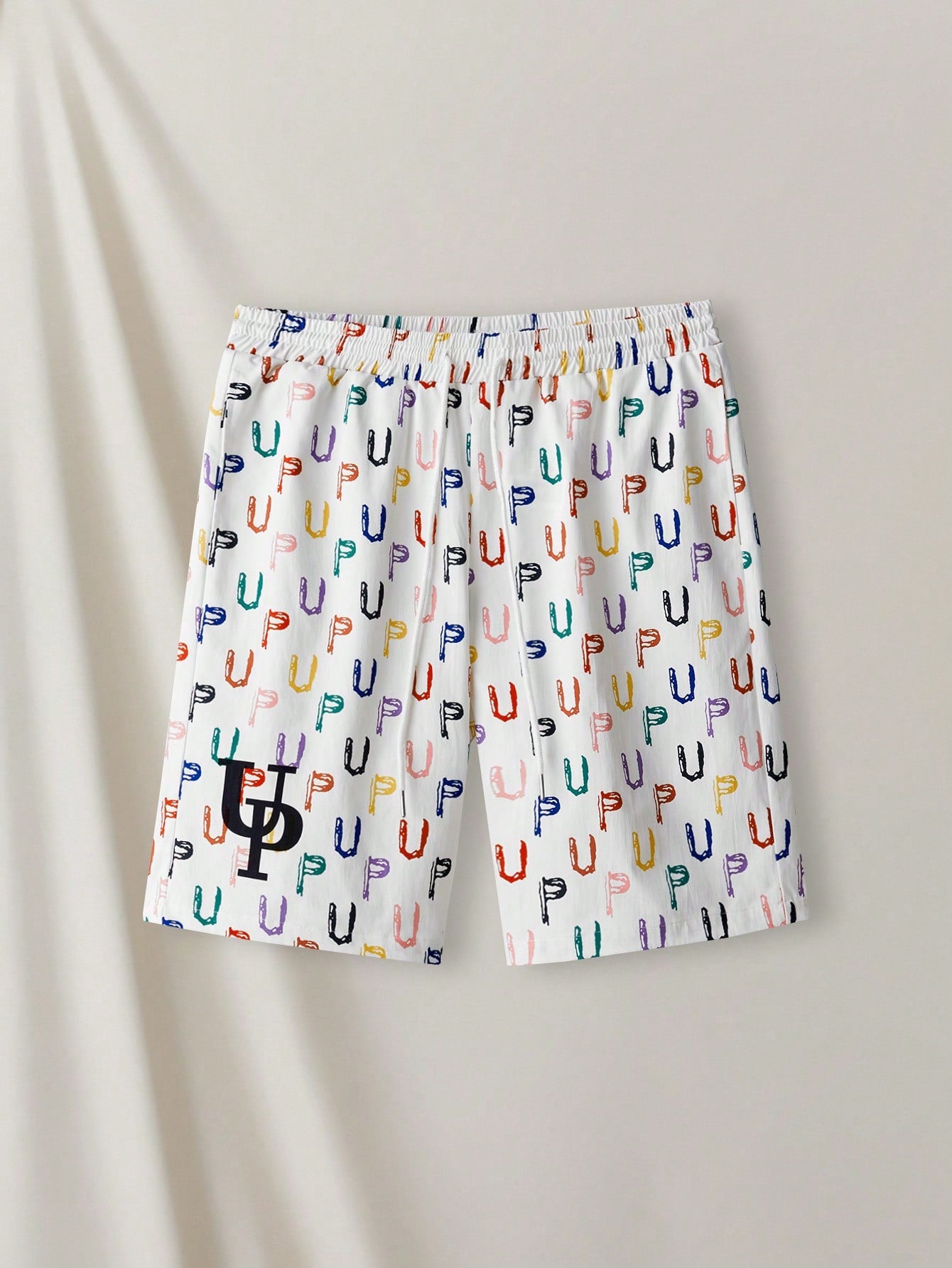 Men Letter Print Drawstring Waist Summer Shorts