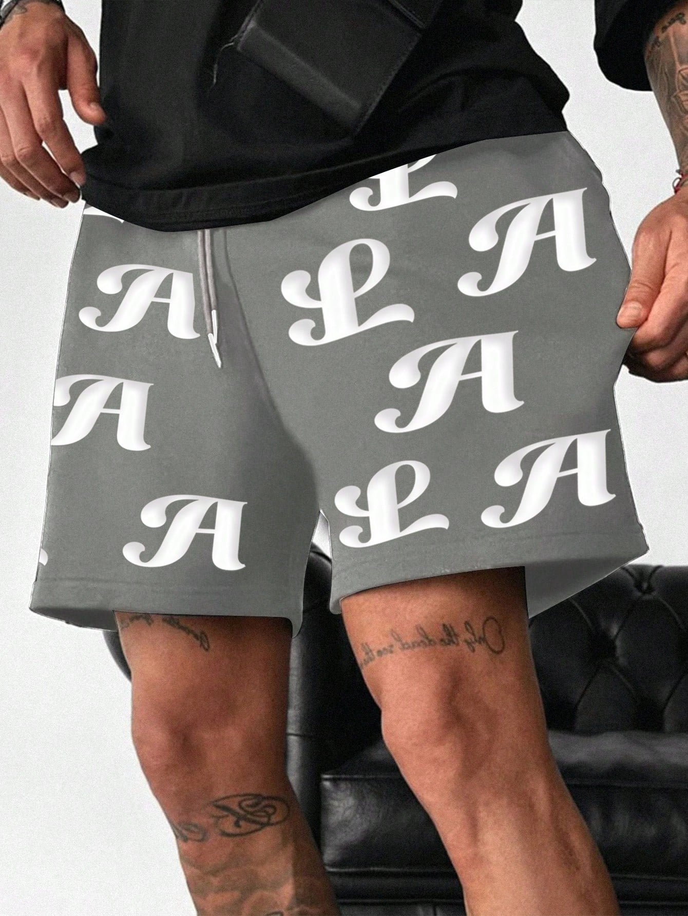 Men Summer Shorts With Letter A And L Print