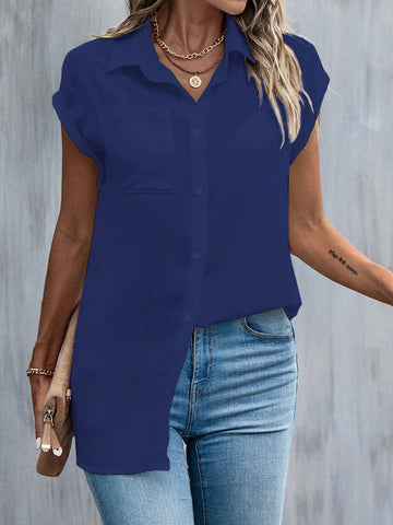 Leisure Solid Color Short Sleeve Shirt For Vacation