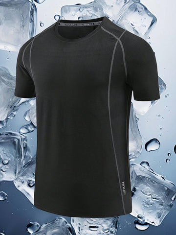 Men Summer Casual Short Sleeve Colorblocked Contrast Stitching Sports T-Shirt Workout Tops