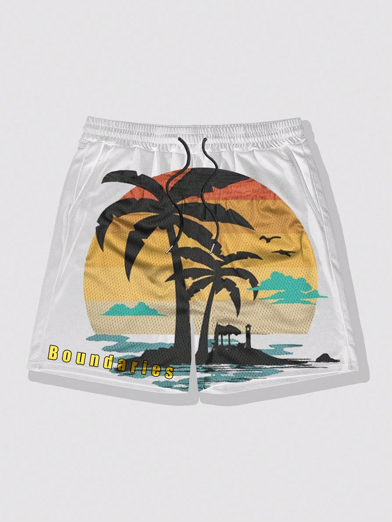 Men's Coconut Tree Printed Drawstring Waist Summer Holiday Shorts