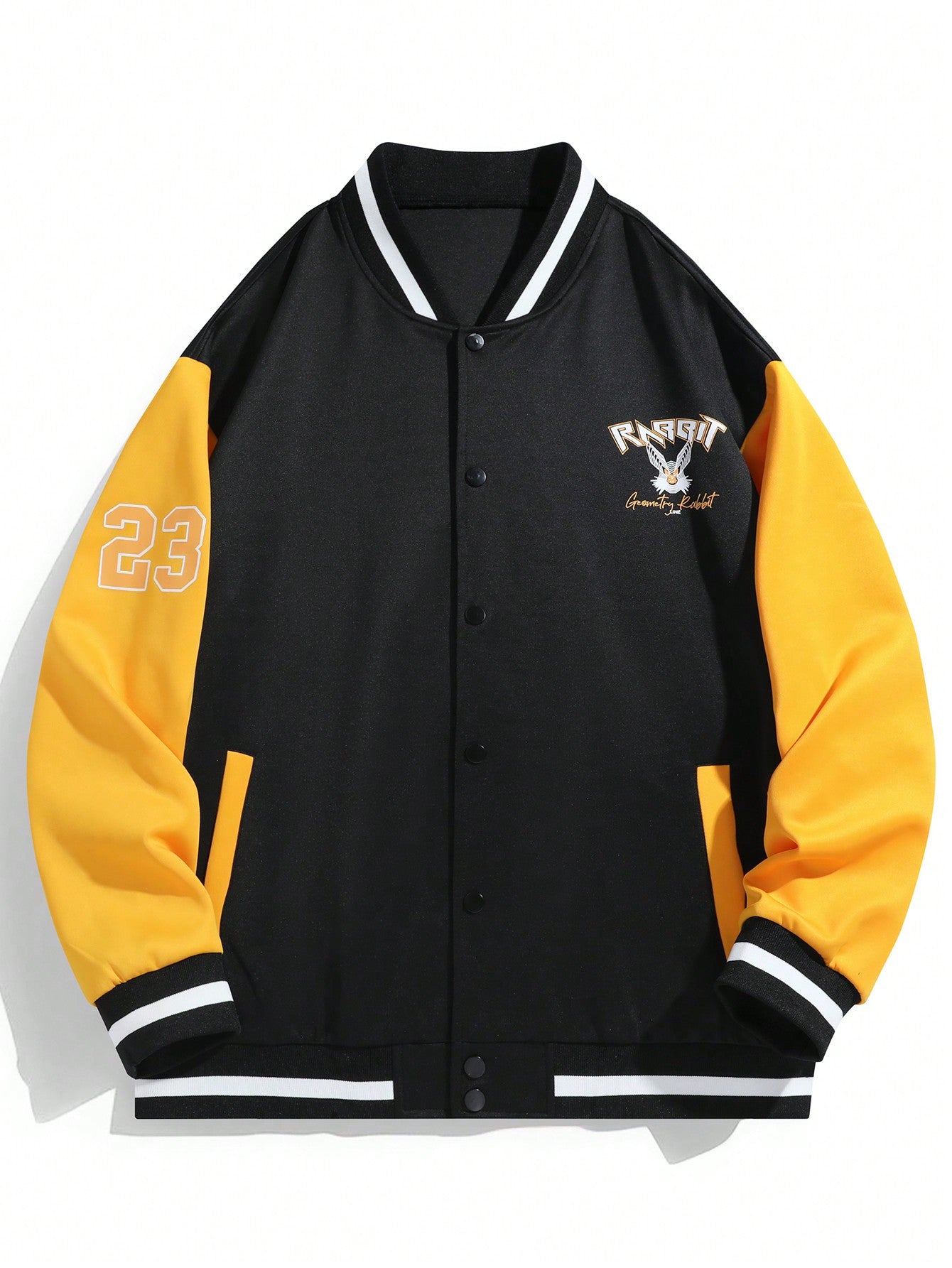 Men's Spring And Autumn Casual Color Block Baseball Collar Jacket With Letter And Number Print Workout Tops