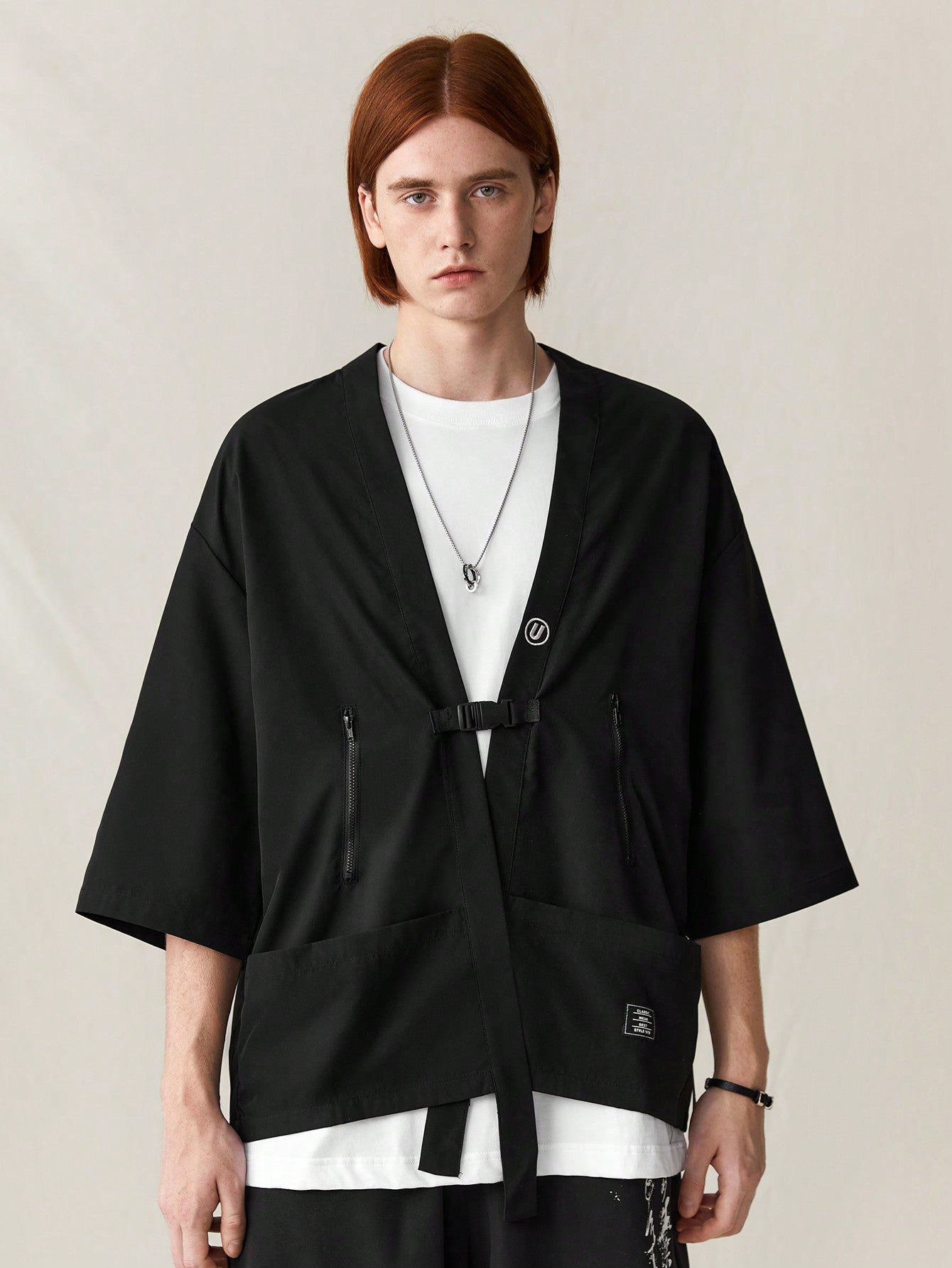 Men Casual Loose Weave Drop Shoulder Shirt For Spring And Summer