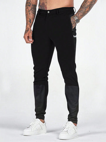 Men's Letter Printed Pocket Joggers, Casual Sports Pants