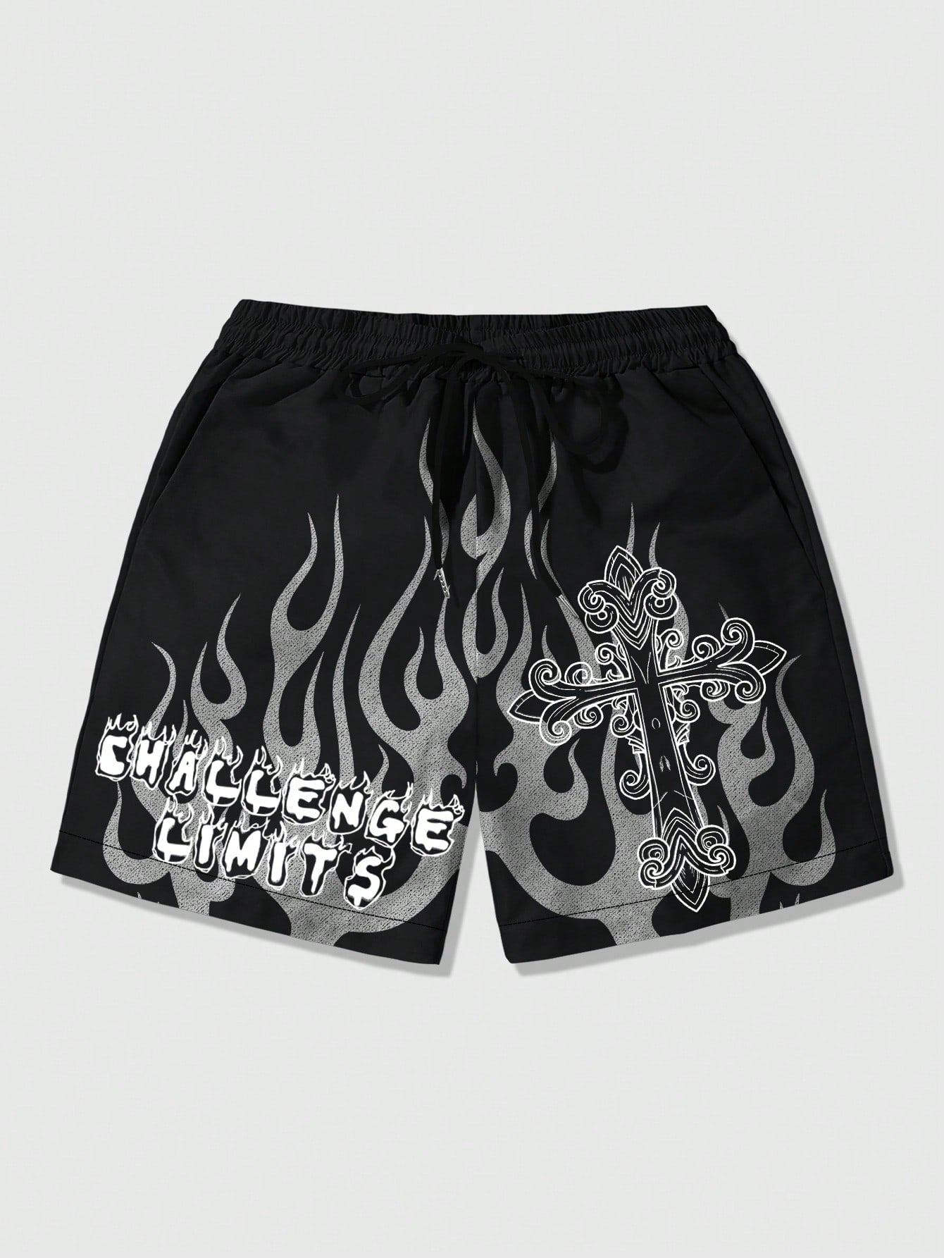 Men's Star & Slogan Printed Woven Shorts, Suitable For Daily Wear In Spring And Summer