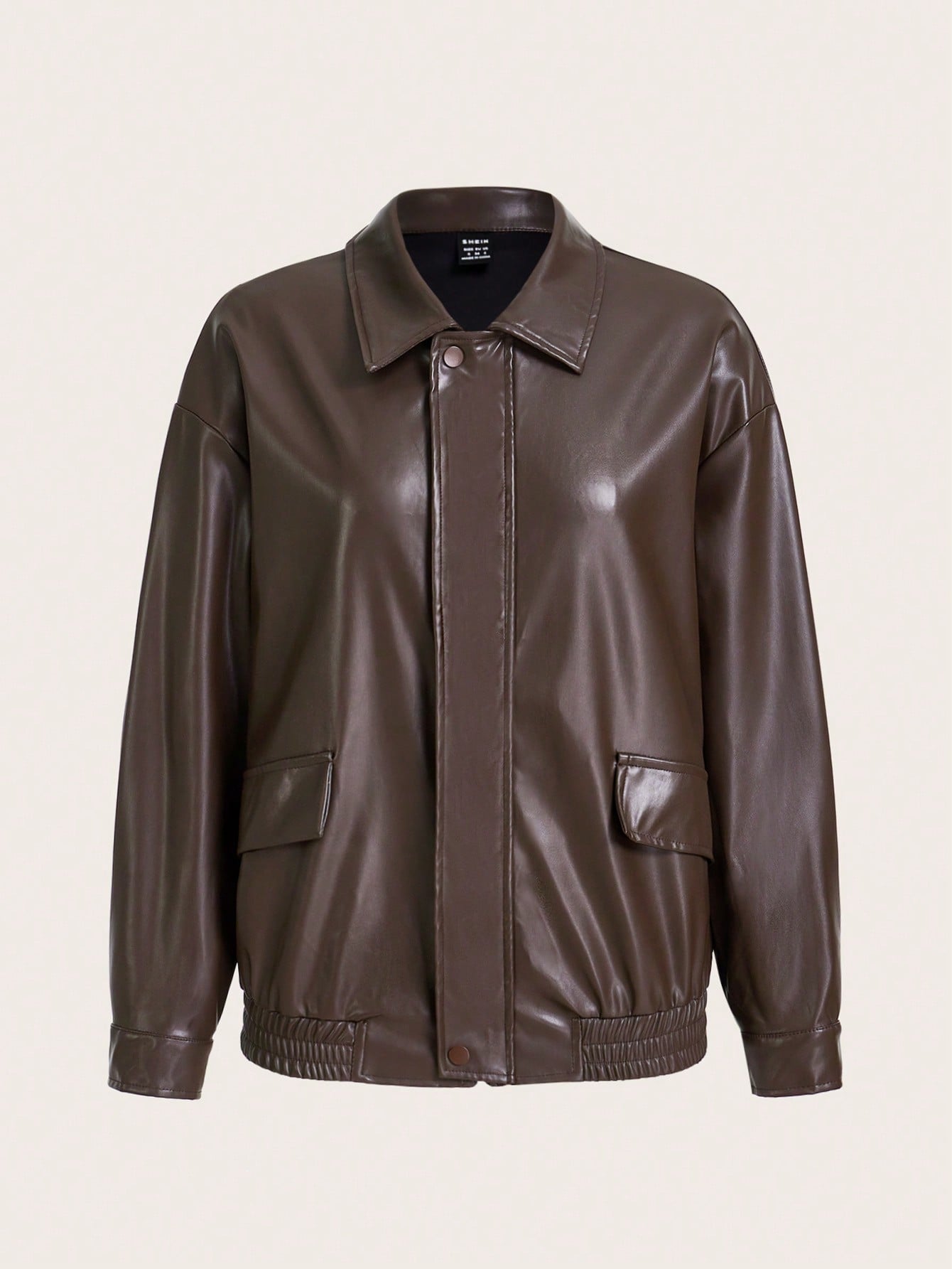 Brown Leather Coat With Silhouette