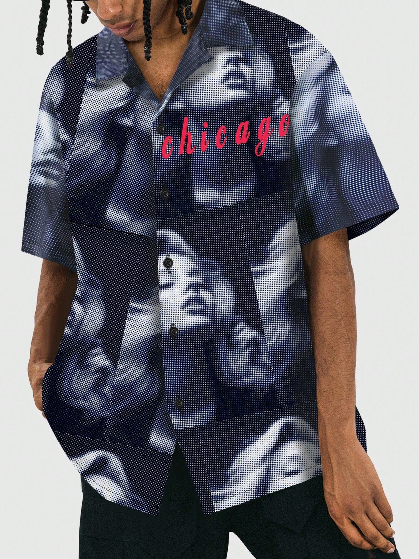 Men's Printed Short Sleeve Shirt With Character & Alphabet Pattern