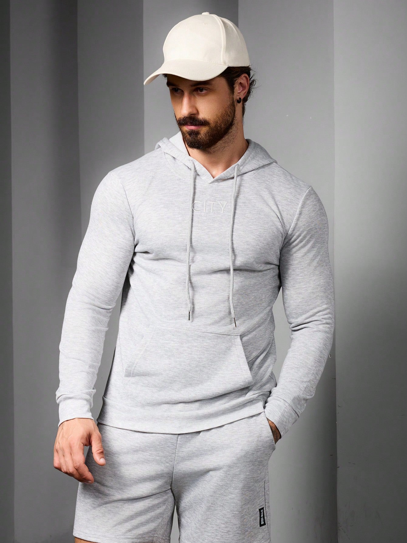 Men's Solid Color Hooded Drawstring Sweatshirt With Pocket, Long Sleeve Sports Hoodie