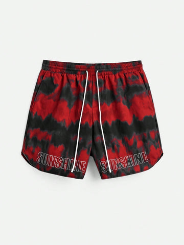 Men Letter Print Drawstring Casual Shorts For SpringSummer