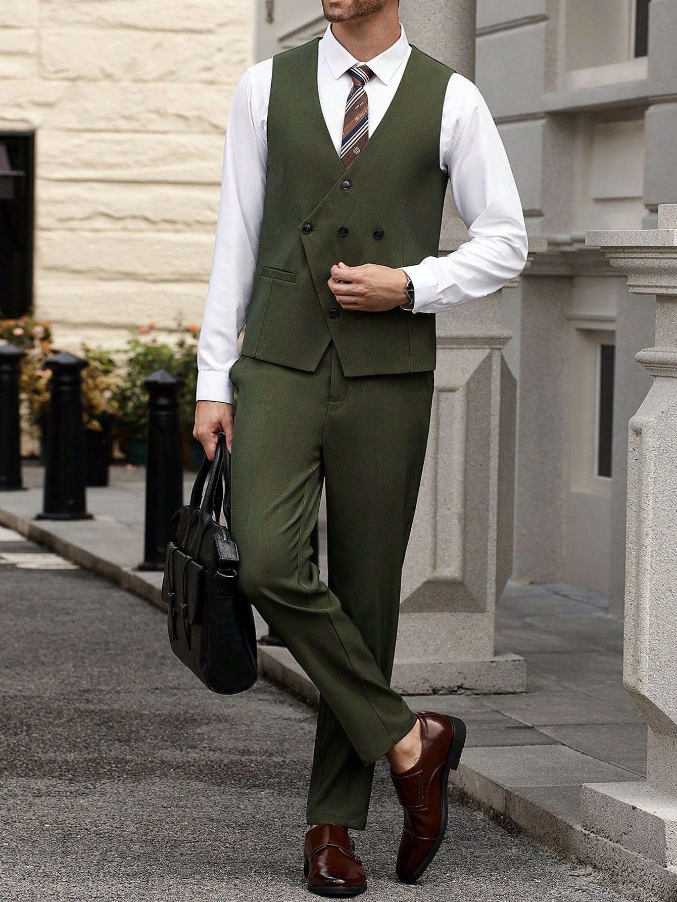 Men Formal Occasion Suit Set With Vest And Pants