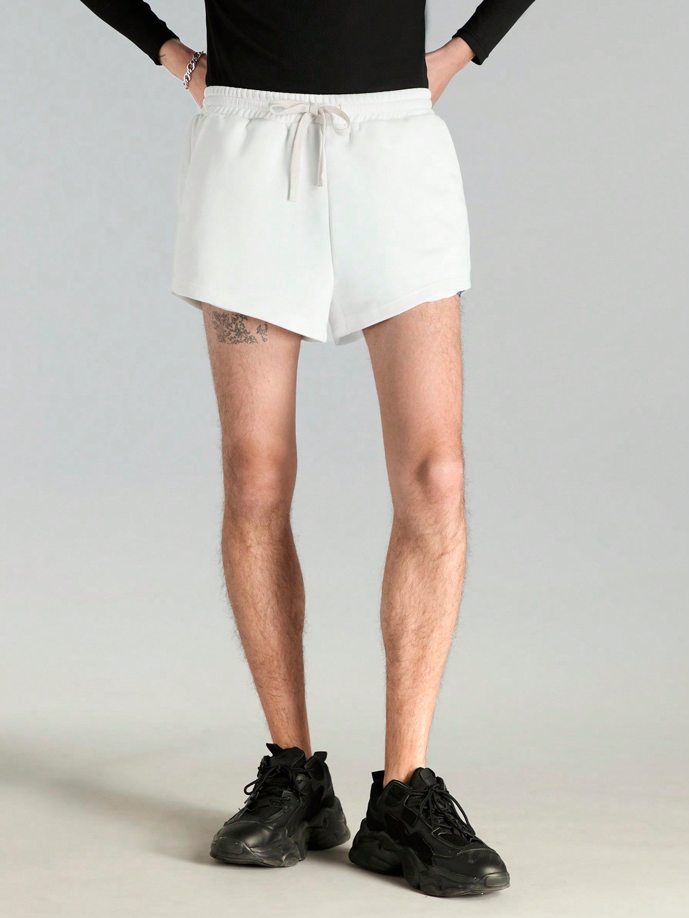 Men's Solid Color Drawstring Waist Knitted Casual Shorts