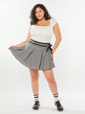 Vintage College Style Plus Size Women Skirt, Summer