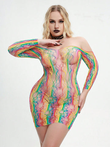 Sexy Plus Size Hollow Out Sheer Bodysuit Lingerie