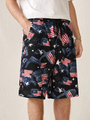 Men's Summer Casual American Flag Print Shorts