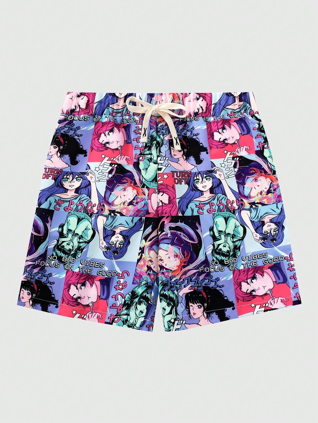 Men's Anime Printed Shorts, Suitable For Daily Wear In Spring And Summer