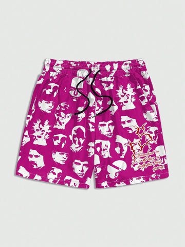 Men's Fashionable Shorts With Printed Characters