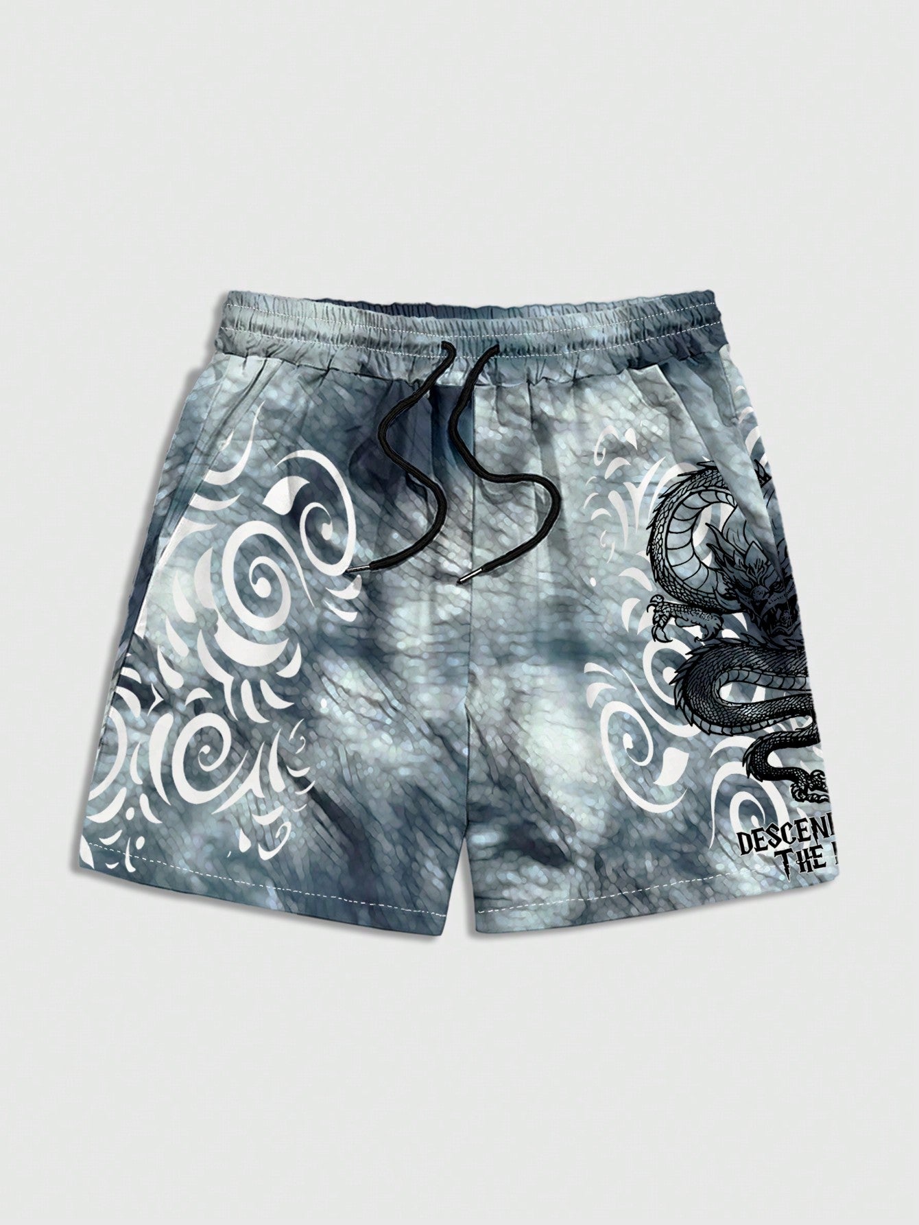 Men's Printed Woven Drawstring Shorts, Suitable For Daily Wear In Spring And Summer