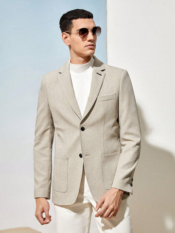 Linen Easy Care Unlined Men's Woven Business Suit Jacket For Summer