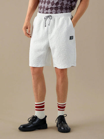 Men's White Drawstring Knit Shorts