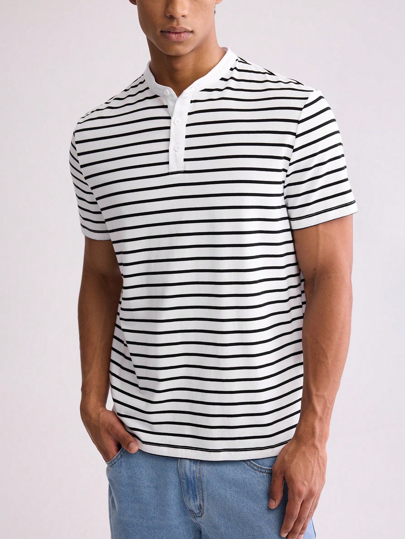 Men's Cotton Stripe Short Sleeve Polo Shirt